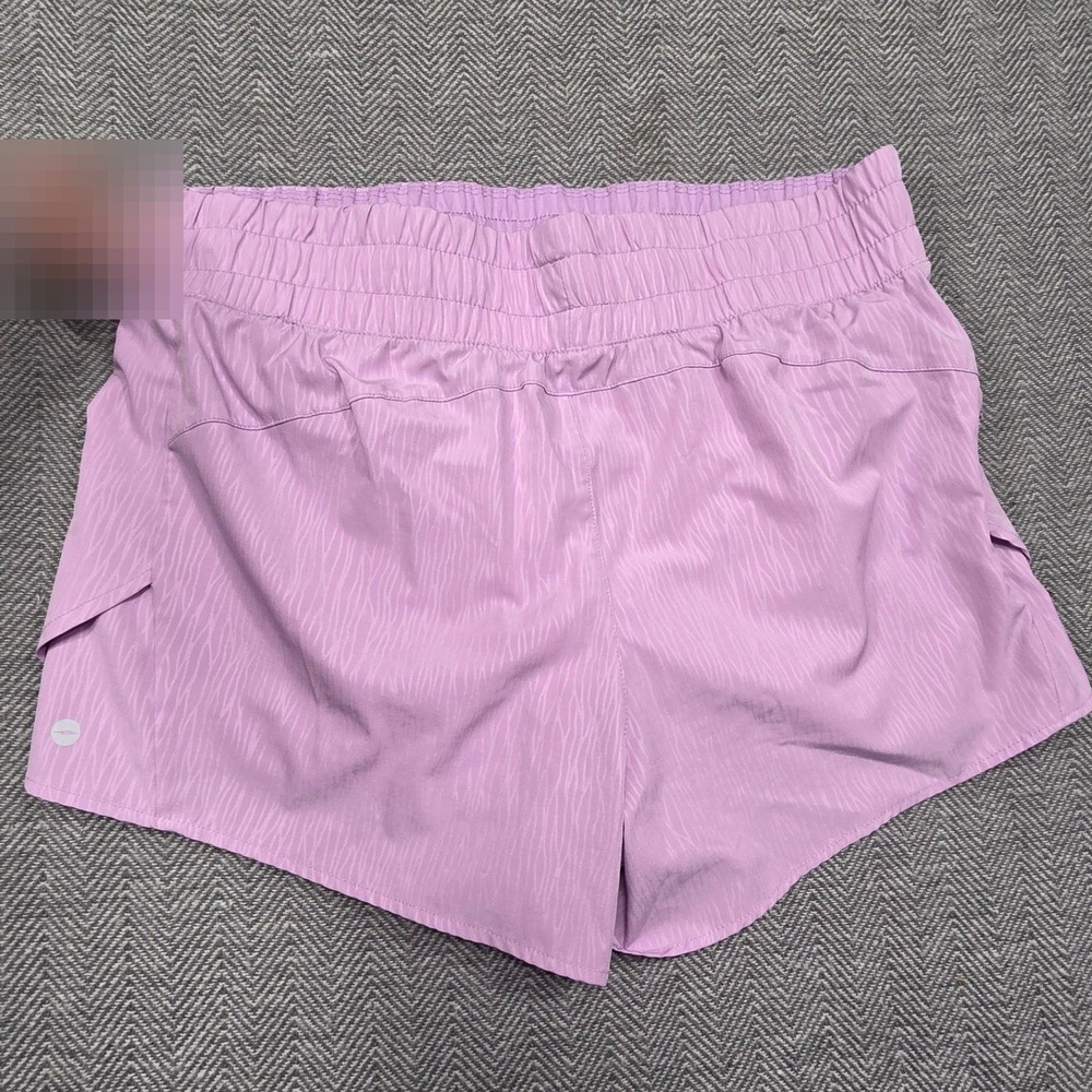 Avia Womens‎ Purple Zebra Stripe Running Shorts Smocked Waist Zip Pocket L 12-14